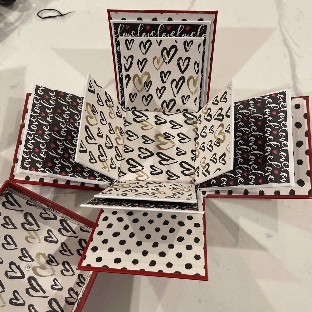 Birthday Holiday Gift Box "Send a Cake" Expanding Surprise Box Hearts 5x5 Xmas